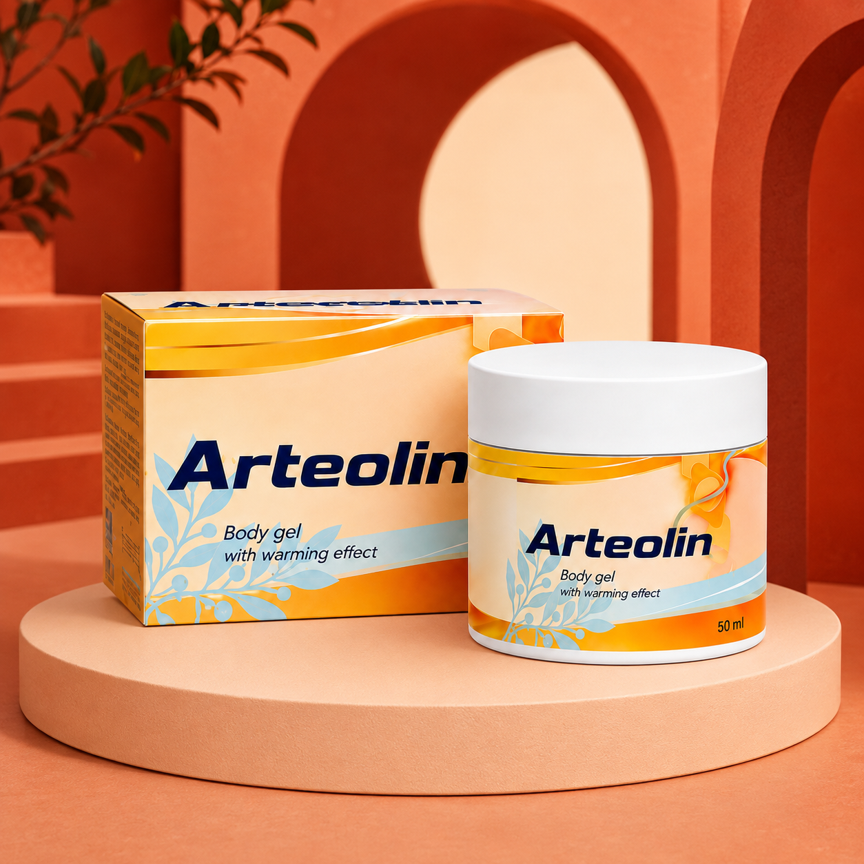 Balenie a téglik telového gélu Arteolin 50 ml na okrovom podstavci